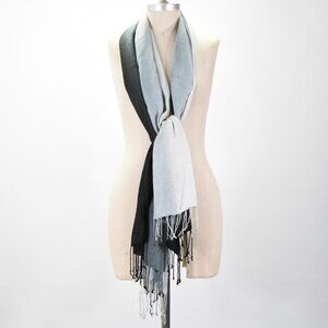 White House Black Market Soft Rayon Gray Ombre Fringe Pashmina Scarf